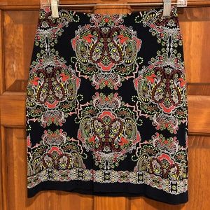 LOFT Jersey Mini Paisley Skirt, Size: PXS